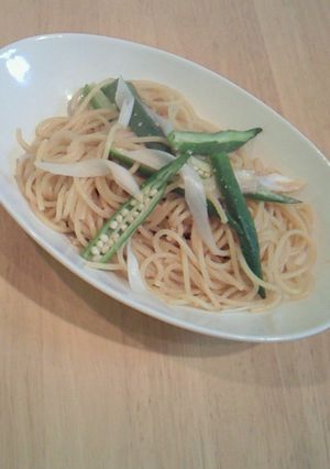 オクラと長ネギの和風明太スパ-レシピのメイン写真