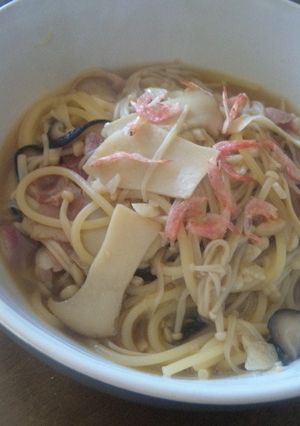 キノコと桜エビの和風スープスパ-レシピのメイン写真