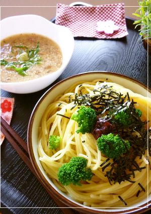 なめたけ×長芋の梅風味つけパスタ-レシピのメイン写真