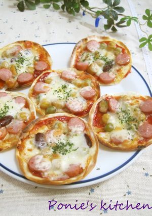 ミックスビーンズの餃子の皮ピザ♪ランチに-レシピのメイン写真