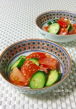 簡単！トマトときゅうりの和え物☆ごま風味-レシピのメイン写真