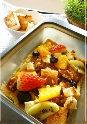 小豆とフルーツ　＊和風パンプディング＊-レシピのメイン写真