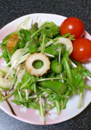 ちくわとアスパラの水菜サラダ-レシピのメイン写真