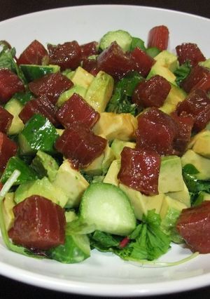 マグロの漬けサラダ-レシピのメイン写真