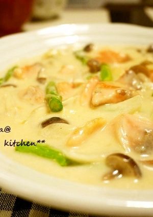 ご飯に♪鮭の和風クリームソース味噌風味-レシピのメイン写真