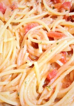 シーチキンの豆乳トマトスパゲッティ-レシピのメイン写真