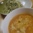 残りもの野菜でスープつけ麺スパ。
