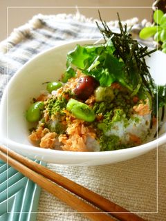 塩麹ご飯で 鮭梅わさび丼 ~茶の香り-レシピのメイン写真