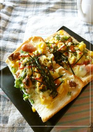 葱×ソーセージ×コーンのトースト-レシピのメイン写真