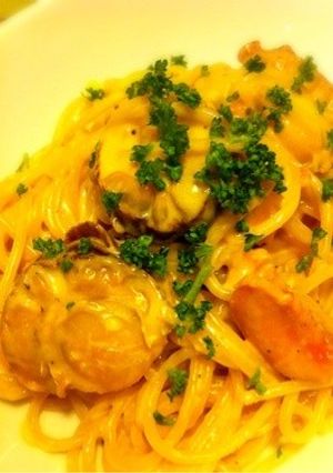帆立とウニとルッコラのクリームパスタ-レシピのメイン写真