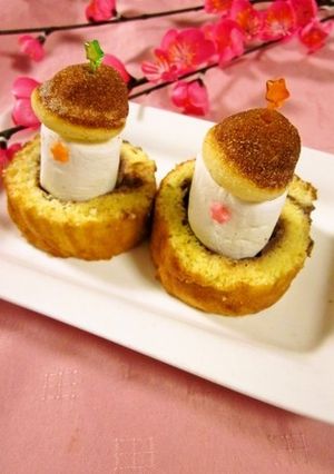鈴カステラとマシュマロで♡お雛様-レシピのメイン写真