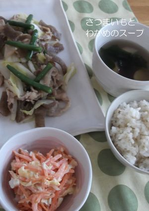 凍みこんにゃくと豚肉のみそ炒め定食-レシピのメイン写真