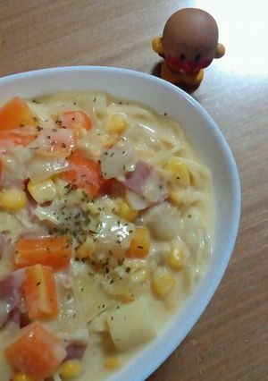*コーンクリームのスープパスタ*-レシピのメイン写真