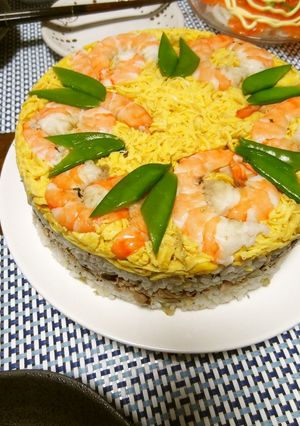 大好物☆ちらし寿司☆押し寿司ケーキ☆-レシピのメイン写真