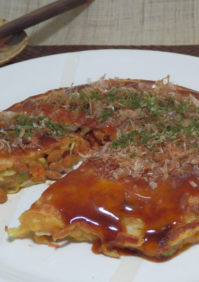 キムチ納豆のとろ～りお好み焼き-レシピのメイン写真