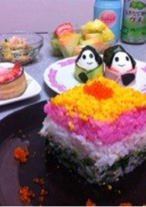 ひな祭りごはん～ひし餅風ちらし寿司～-レシピのメイン写真
