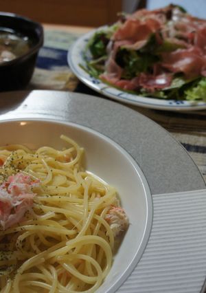 こだわりオイルで☆蟹クリームパスタ-レシピのメイン写真