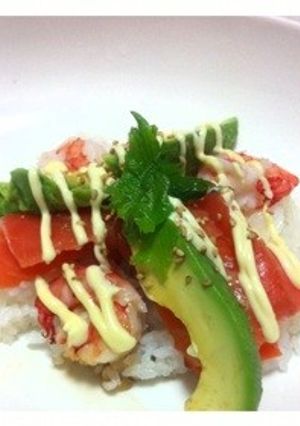 簡単！カフェ風エビアボカドサーモン丼-レシピのメイン写真