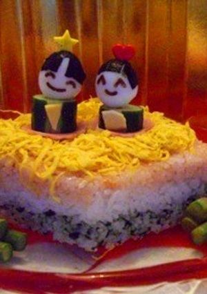 おひなさま3色押し寿司-レシピのメイン写真
