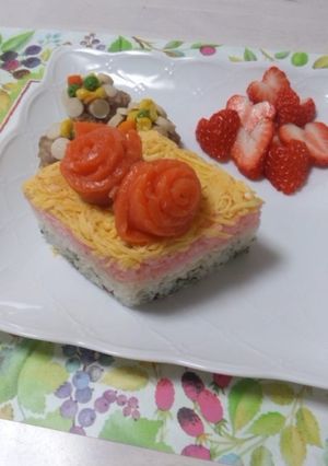 ひなまつりに♪ひし餅型ちらし寿司-レシピのメイン写真