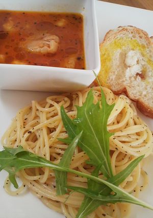 バジリコパスタ　トマトスープでつけパスタ-レシピのメイン写真