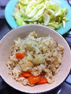 節約*鶏皮となめたけの炊き込みご飯-レシピのメイン写真