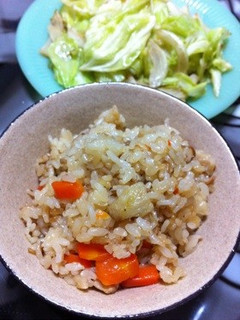 節約*鶏皮となめたけの炊き込みご飯-レシピのメイン写真