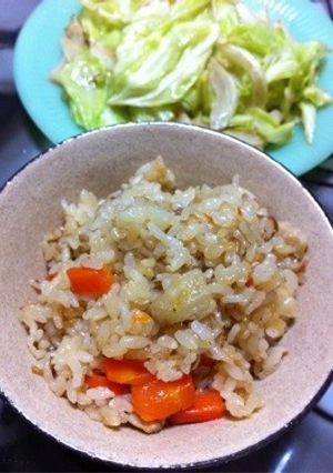 節約*鶏皮となめたけの炊き込みご飯-レシピのメイン写真