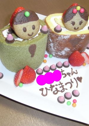 ロールケーキを立ててひな祭りケーキ♪-レシピのメイン写真