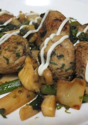 鶏つくねと春ものの醤油炒め-レシピのメイン写真