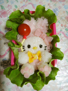 キャラ弁 ふわふわウサギキティ-レシピのメイン写真
