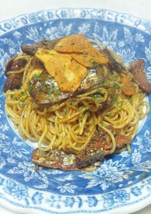 さんま蒲焼き缶で!非常食缶救済パスタ-レシピのメイン写真