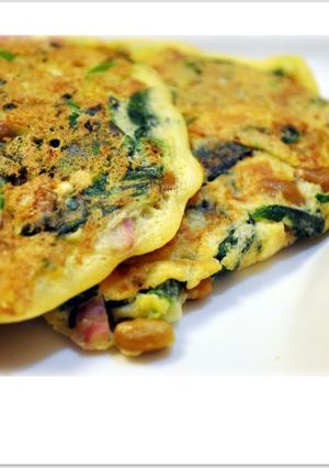 ☆納豆とほうれん草のおかずパンケーキ☆-レシピのメイン写真