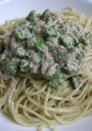 15分でありつける！オクラ・ツナ・クリームパスタ-レシピのメイン写真