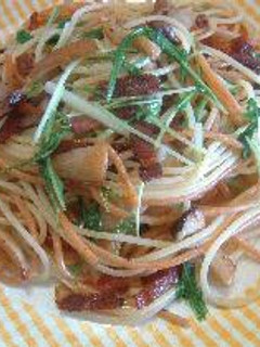 ベーコンとエリンギと水菜のパスタ-レシピのメイン写真