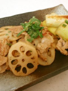れんこん豚ねぎ味噌炒め-レシピのメイン写真