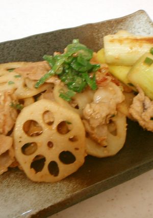 れんこん豚ねぎ味噌炒め-レシピのメイン写真
