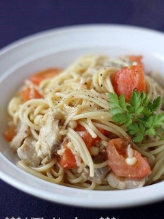 塩麹豚とトマト、えのきのスパゲティ-レシピのメイン写真