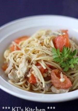 塩麹豚とトマト、えのきのスパゲティ-レシピのメイン写真