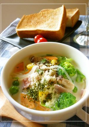 ベーコンと野菜の豆乳スープ-レシピのメイン写真