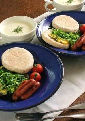 豆苗のオープンオムレツサンド-レシピのメイン写真