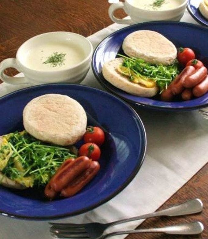 豆苗のオープンオムレツサンド-レシピのメイン写真