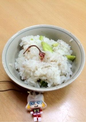 おやじ犬の桜とそら豆の春色おこわ-レシピのメイン写真