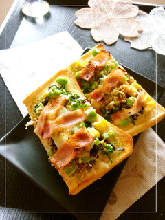 葱×ベーコン×塩昆布のわさび風味トースト-レシピのメイン写真