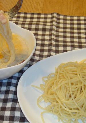 つけ麺風　和風カルボナーラ-レシピのメイン写真