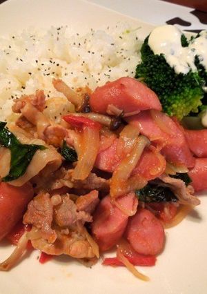 簡単♥豚肉のトマトバジル煮ライス-レシピのメイン写真