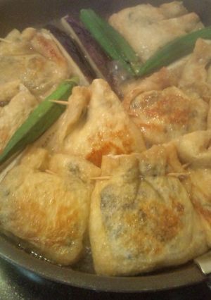 簡単★黒ゴマ豆腐団子のきんちゃく煮-レシピのメイン写真