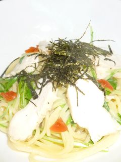 おとな風味の蒸し鶏を使ったパスタ-レシピのメイン写真