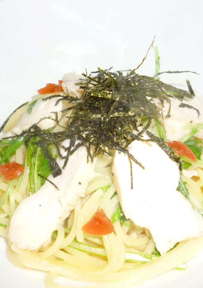 おとな風味の蒸し鶏を使ったパスタ-レシピのメイン写真
