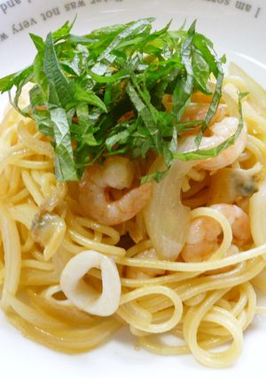 麺つゆバター＆柚子風味のシーフードパスタ-レシピのメイン写真